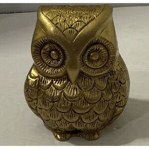 Vintage Brass Owl Paperweight Boho Possibly MCM